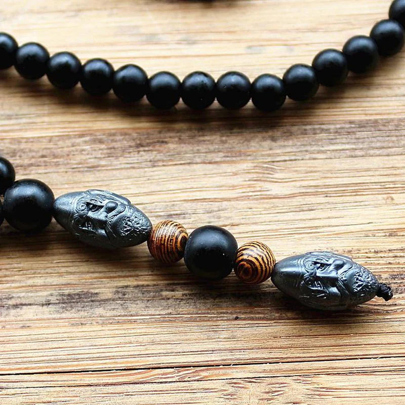 Collier masculin « Vitalité, Energie et Protection » en hématite et pierres naturelles