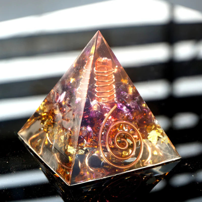 Orgonite "Protection Céleste" en Obsidienne & Améthyste