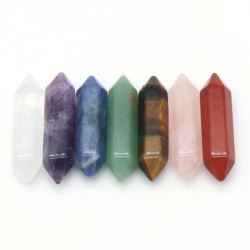 Coffret Reiki - Lot de 7 Pierres Naturelles & 7 Doubles Pointes