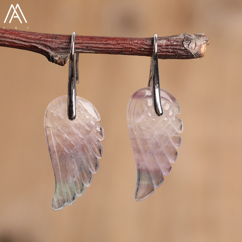 Boucles d'Oreilles "Aile d'Ange" en Pierres Naturelles
