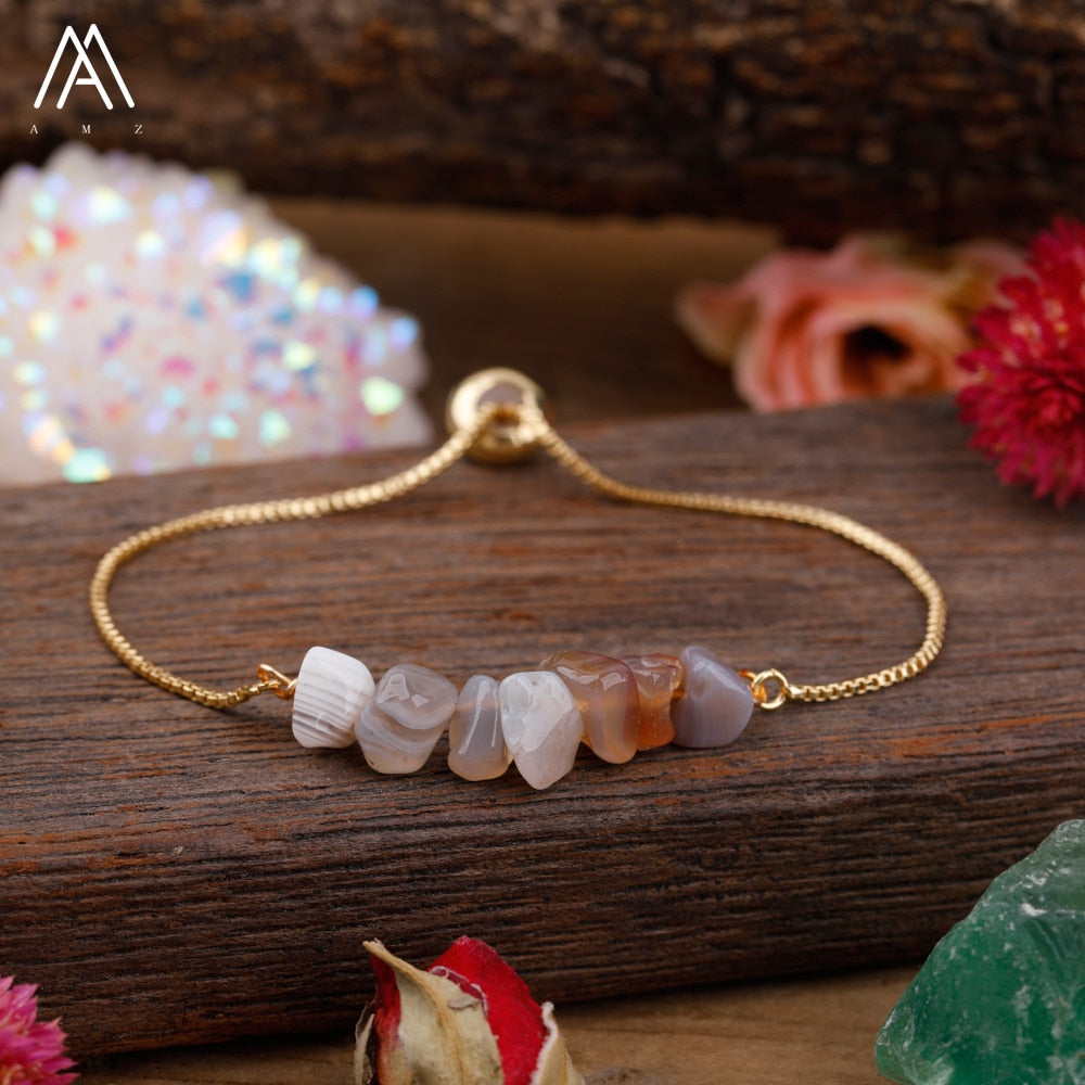 Bracelet Fin en Pierres Irrégulières Naturelles