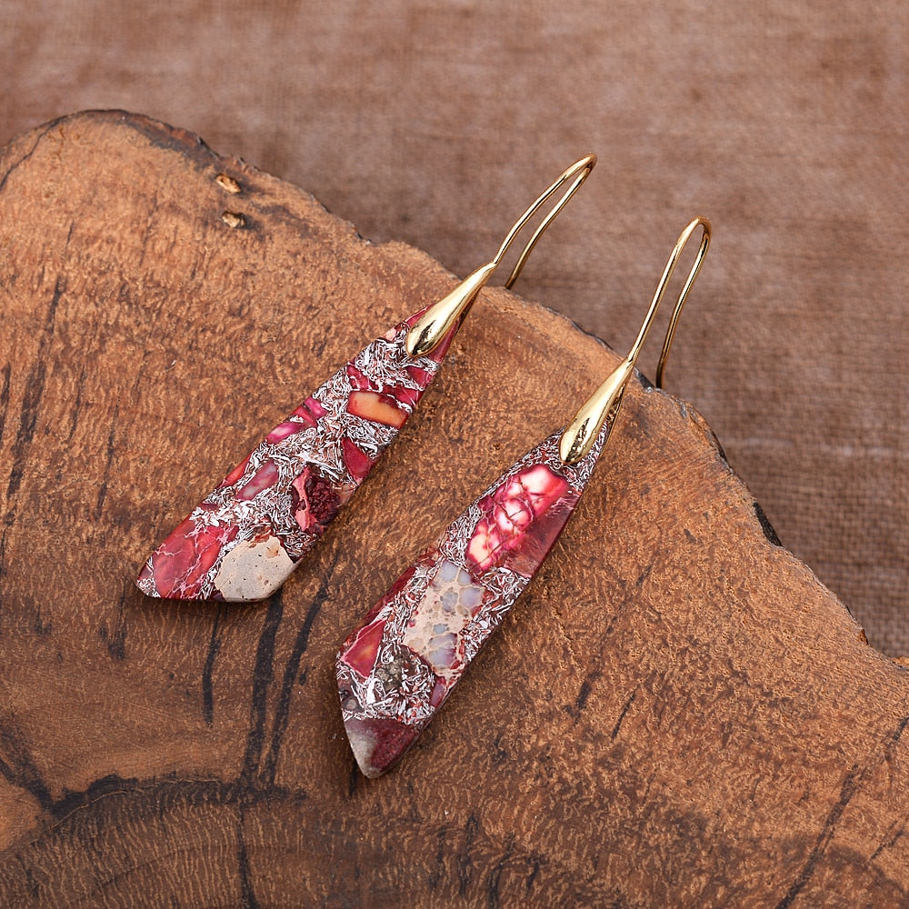 Boucles d'Oreilles Vintage en Jaspe