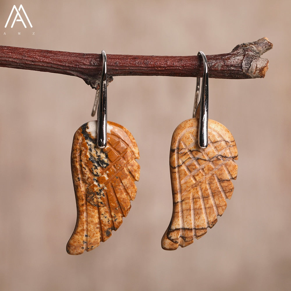 Boucles d'Oreilles "Aile d'Ange" en Pierres Naturelles