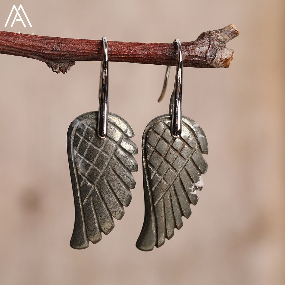 Boucles d'Oreilles "Aile d'Ange" en Pierres Naturelles