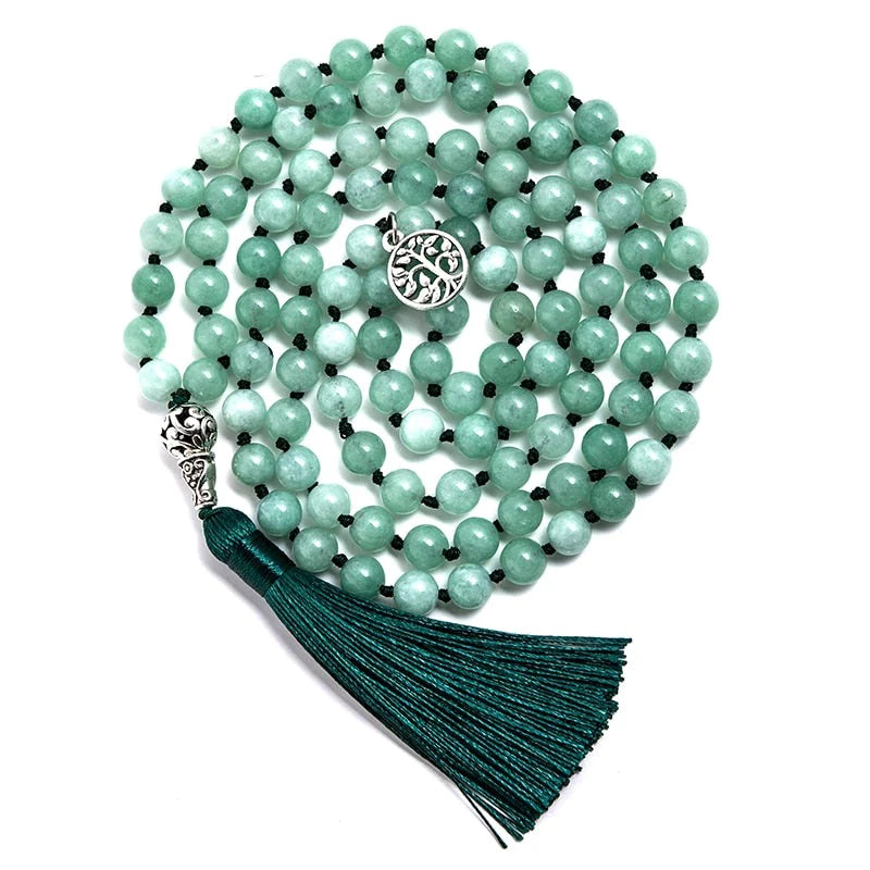 Collier Mala Premium "Paix Intérieure" en Jade de Birmanie