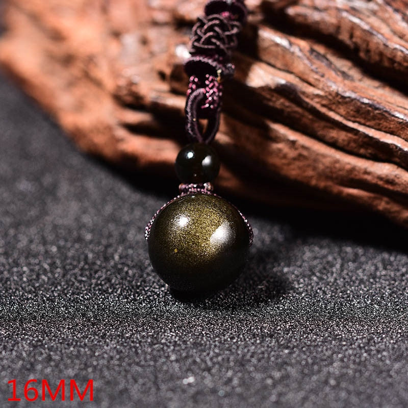 Pendentif "Sphère" en Obsidienne Dorée