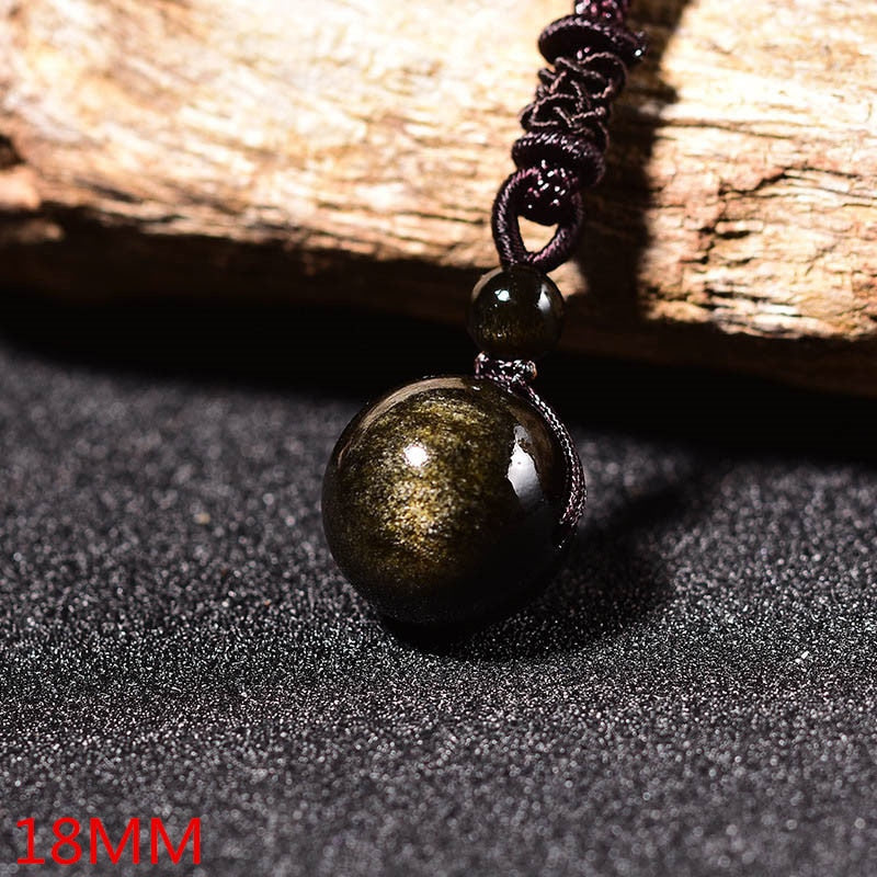 Pendentif "Sphère" en Obsidienne Dorée