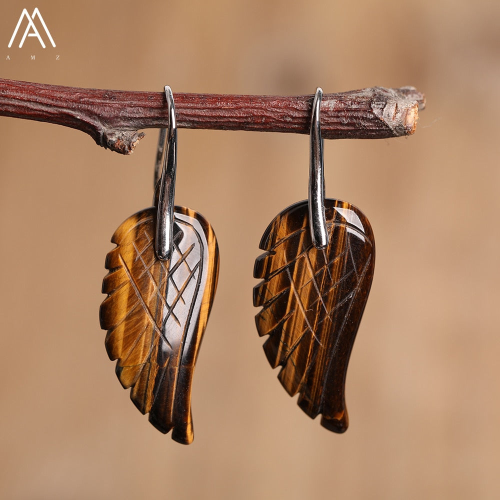 Boucles d'Oreilles "Aile d'Ange" en Pierres Naturelles