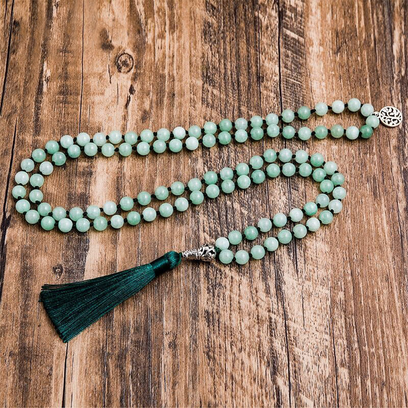 Collier Mala Premium "Paix Intérieure" en Jade de Birmanie