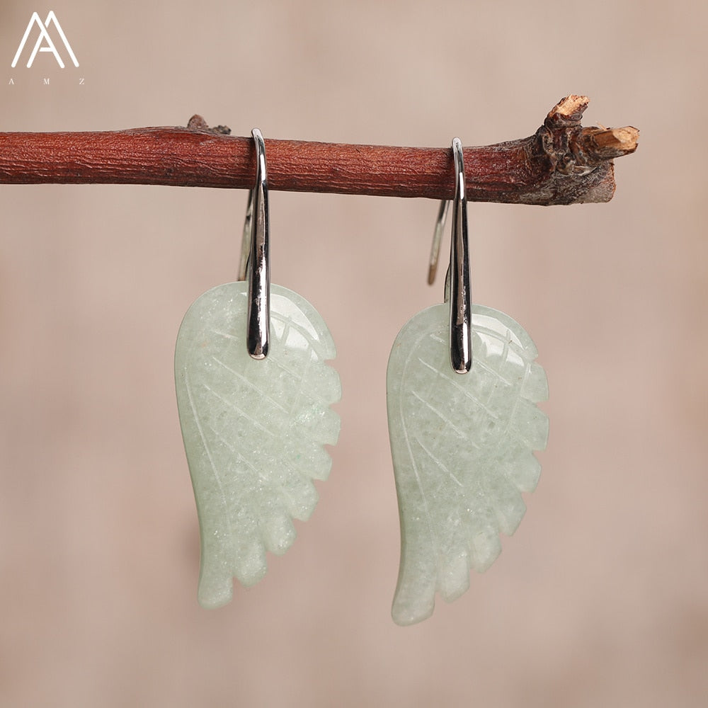 Boucles d'Oreilles "Aile d'Ange" en Pierres Naturelles