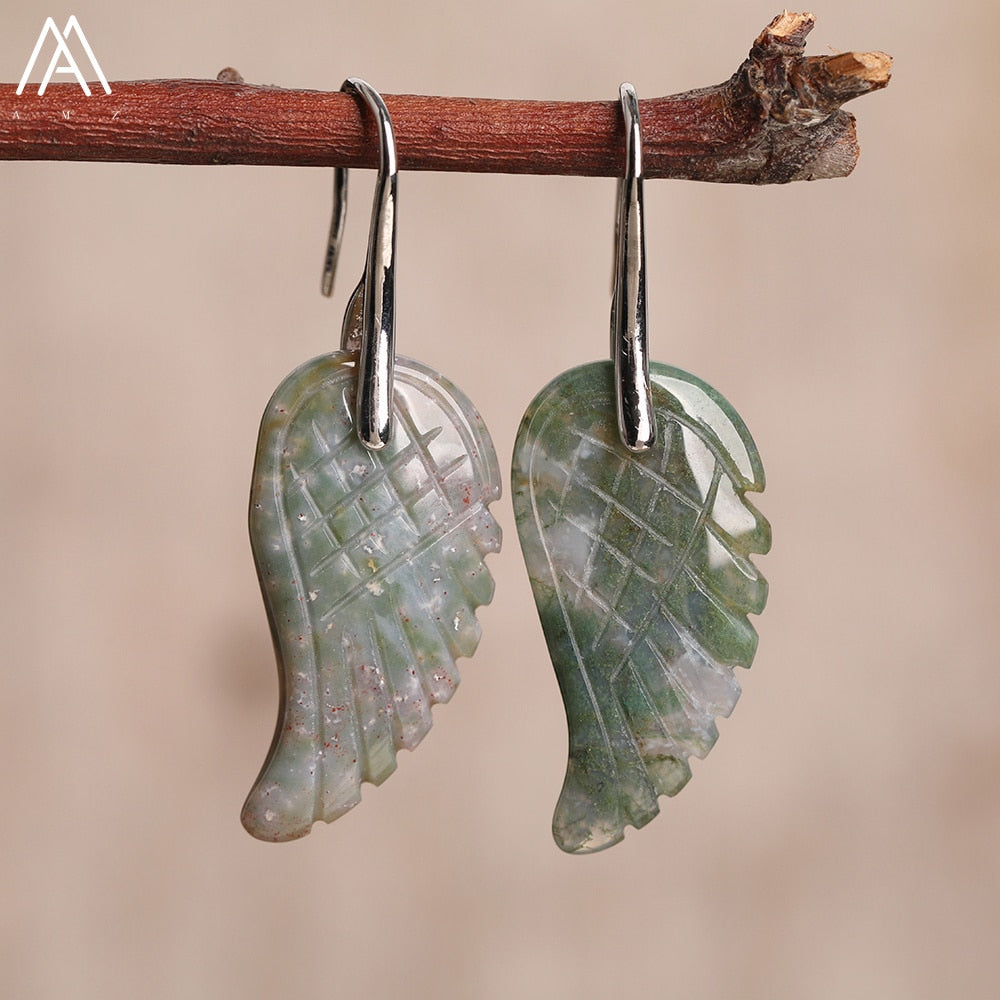 Boucles d'Oreilles "Aile d'Ange" en Pierres Naturelles