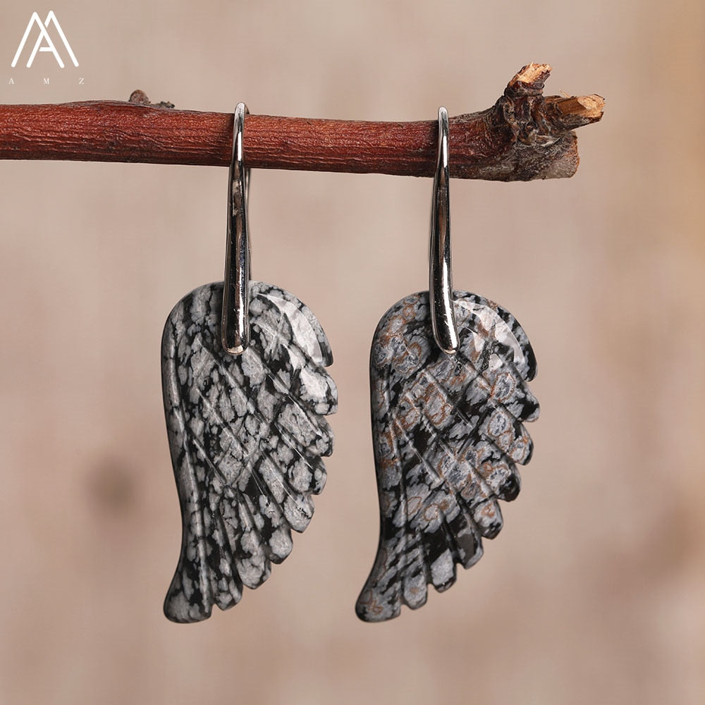 Boucles d'Oreilles "Aile d'Ange" en Pierres Naturelles