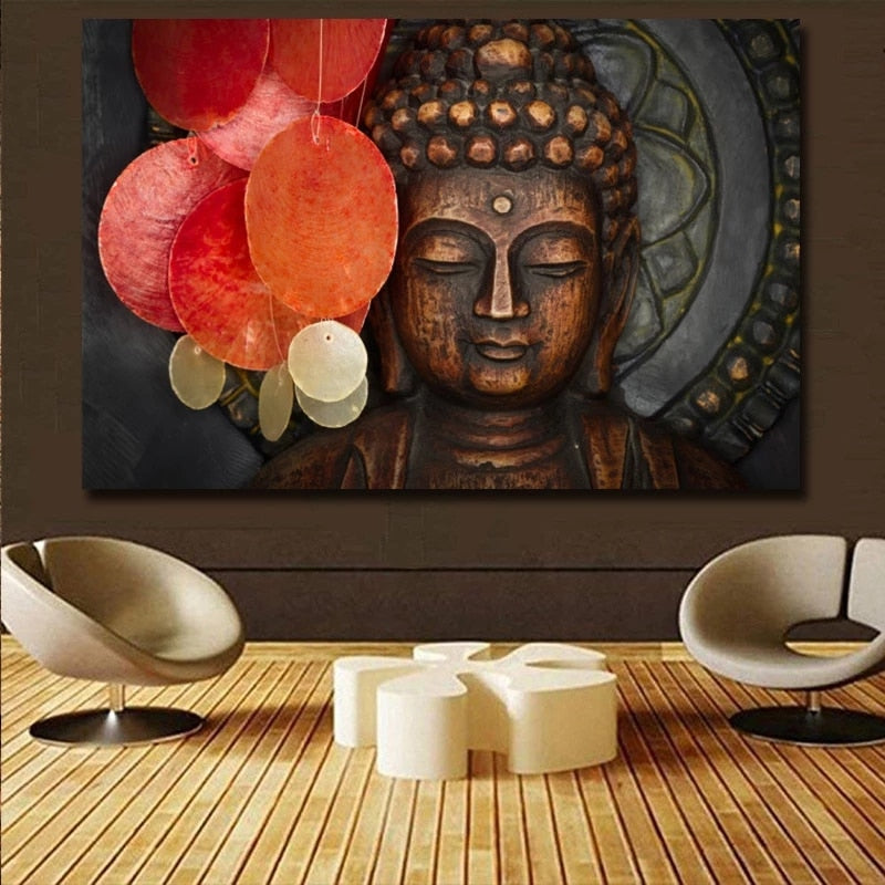 Toile Portrait Bouddha Bronze