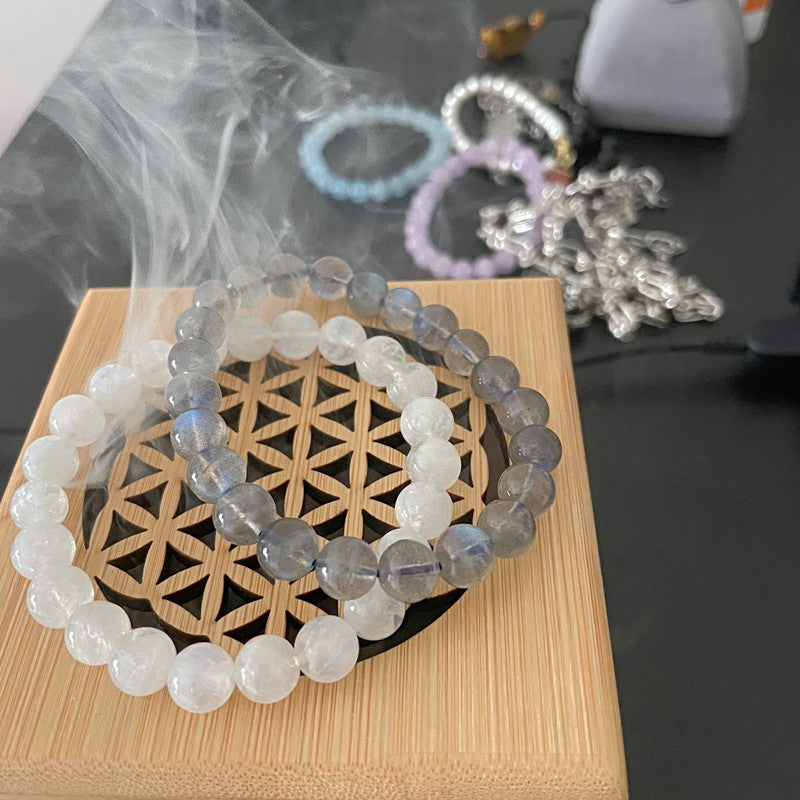Brûleur d'Encens Cube Fleur de Vie en Bois Naturel