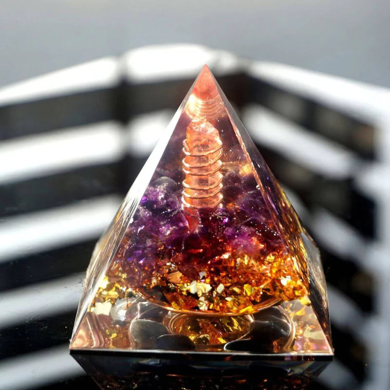 Orgonite "Protection Céleste" en Obsidienne & Améthyste