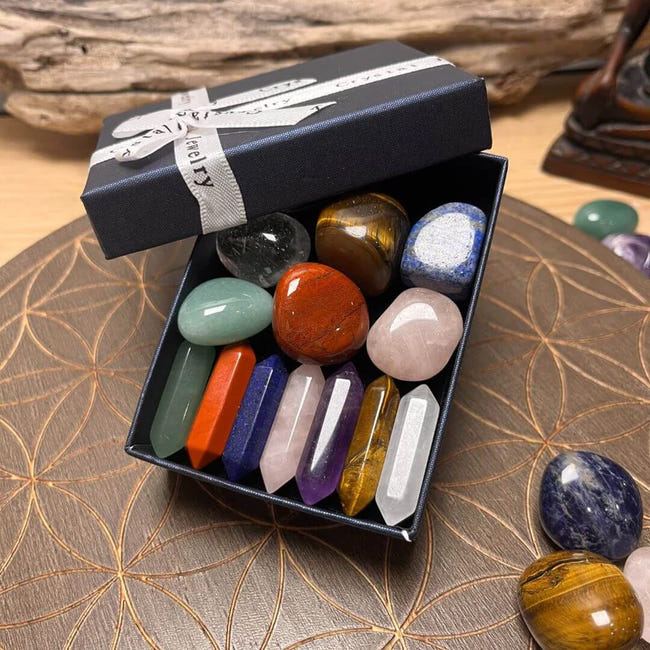 Set De 7 Pierres Chakra + Pochette Velours - Pierres Semi-précieuses Naturelles - 1